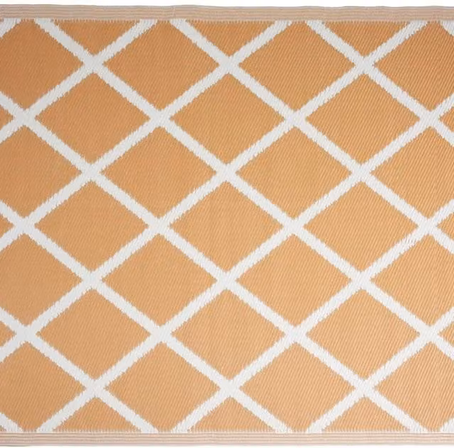idooka Outdoor Diamond Pattern Rectangular Camping Rug Mat in Orange and White
