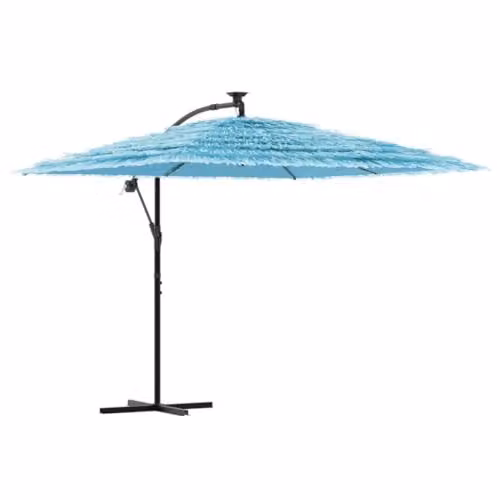 vidaXL Garden Parasol with Steel Pole and Polyester Canopy, Blue, W/D/H: 269 x 269 x 235 cm – 1