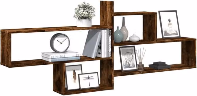 Berkfield Home Wall Mounted Smoked Oak Shelf, Brown, W: 167.5 cm, D: 18 cm, H: 68 cm