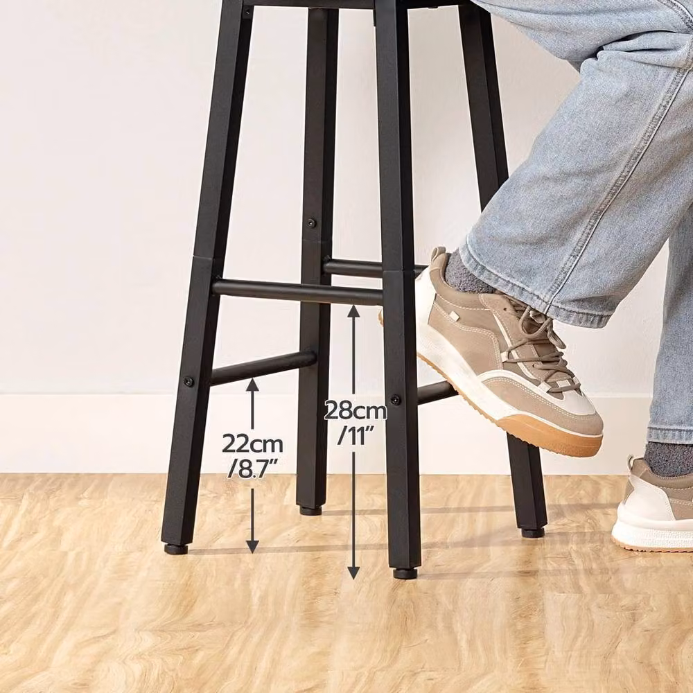 FORGEVIO Set of 2 Rustic Brown Wood Bar Stools, W/D/H: 32 x 32 x 63 cm – 3