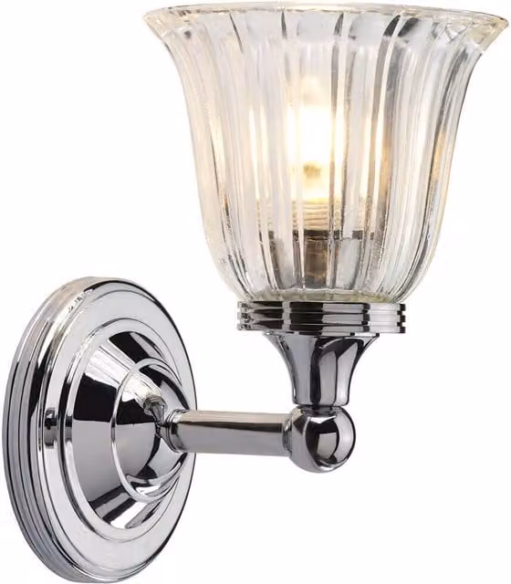 Loops IP44 Wall Light in Polished Chrome and Clear Glass with G9 LED Bulb – 1