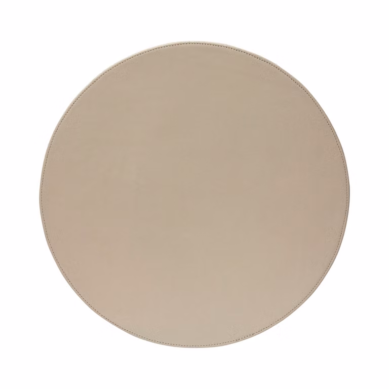 Dome Deco LEO Round Faux Leather Placemat in Beige