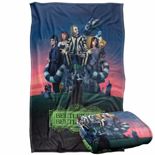LOGOVISION Beetlejuice Beetlejuice Gangs All Here Super Soft Silky Touch Fleece Throw Blanket, Multicolour, W/D/H: 91 x 147 cm – 1