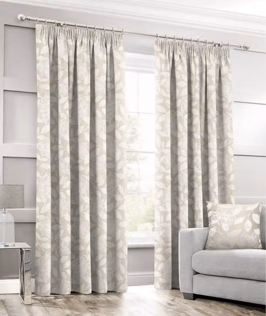 Intimates Floral Jacquard Thermal Insulating Curtain Pair in Beige and Yellow