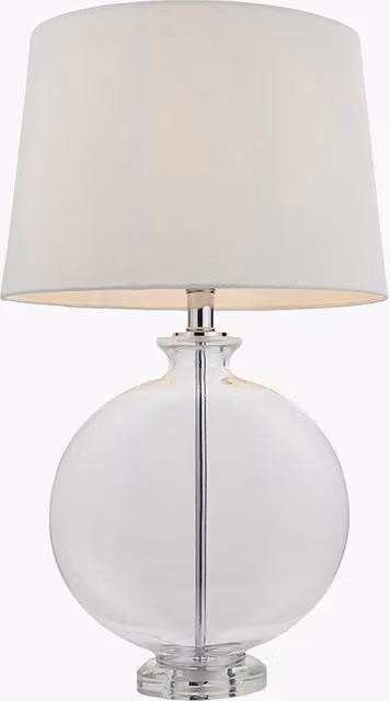 Perch & Parrow Harlem Modern Round Table Lamp in White and Transparent Glass