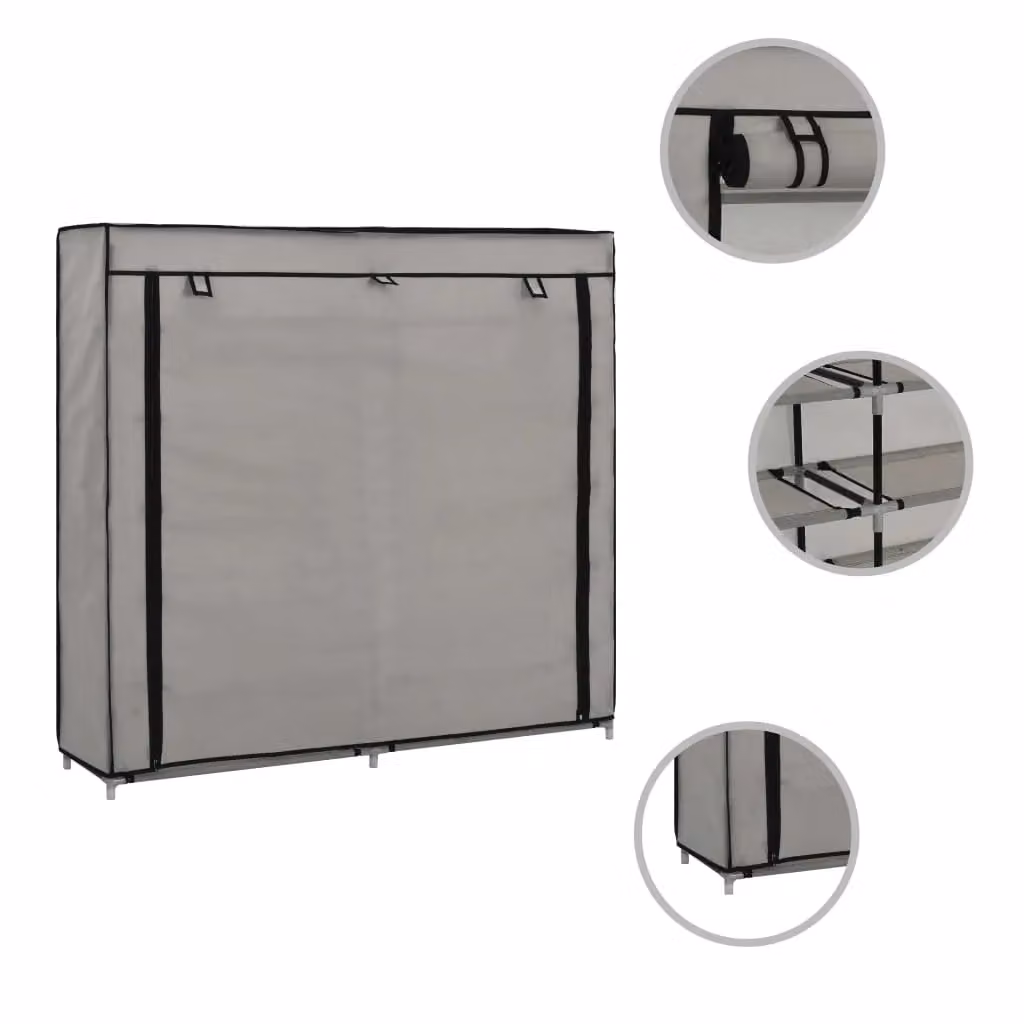 Berkfield Home Grey Fabric Shoe Cabinet with Integrated Seat, W: 115 cm, D: 28 cm, H: 110 cm – 2