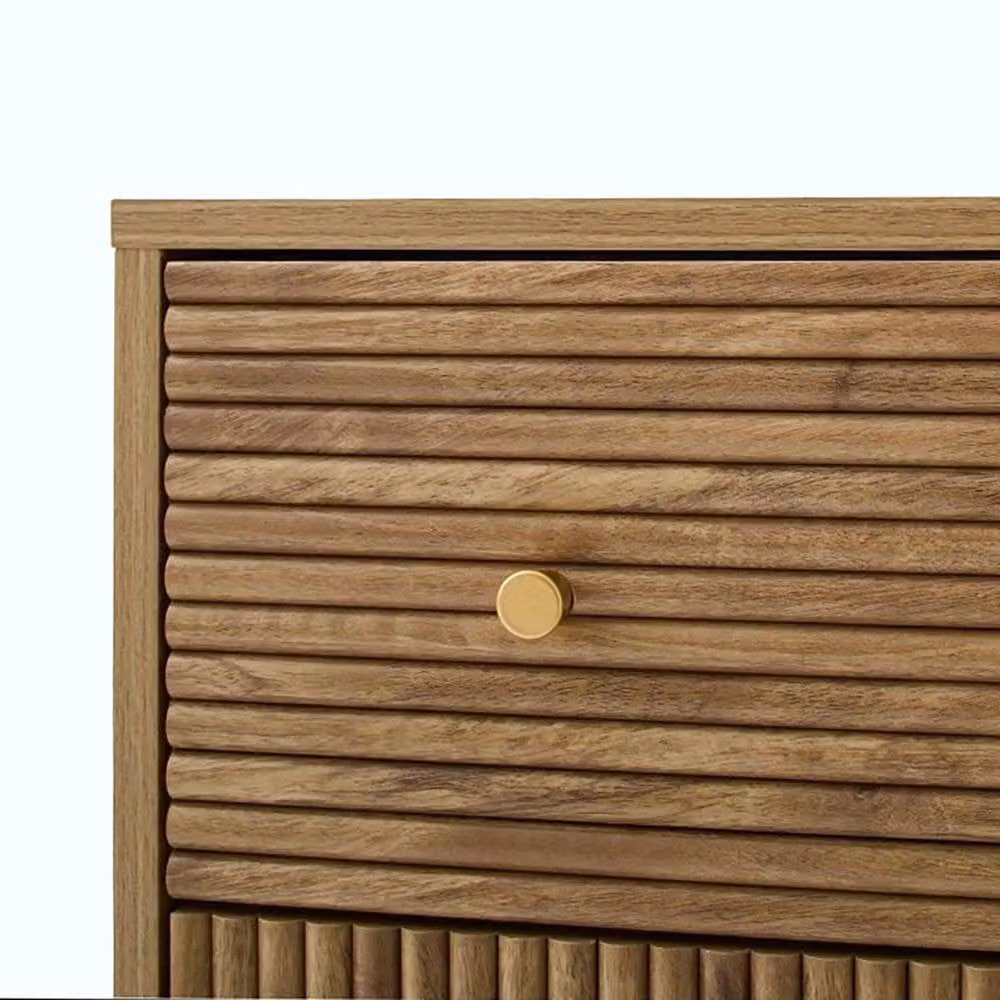 CALICOSY EDEN 3-Drawer Chest with Laminated Fronts in Light Brown and Gold – 4