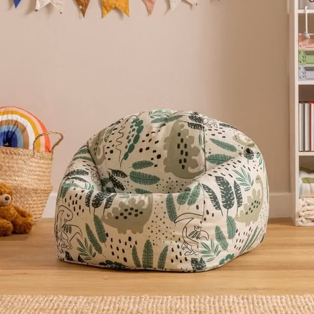 ICON Dinosaur Kids Bean Bag Chair in Yellow and Green Fabric
