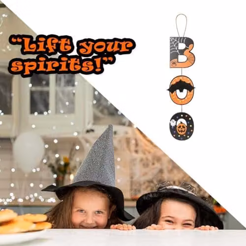 VFM e-Store Boo Hanging Sign Halloween Decoration, Multicolour, W: 50 cm, H: 13 cm – 6