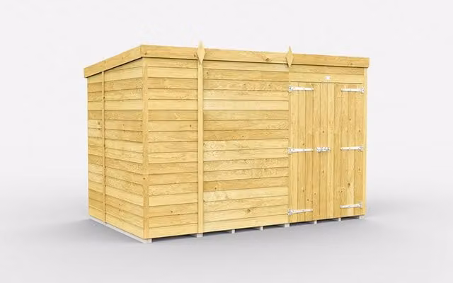 Buttercup Farm Brown Pent Shed with Double Doors and No Window, L302 x W214 x H201 cm