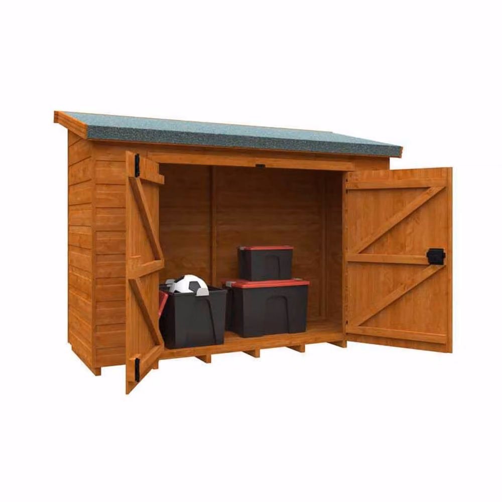 Buttercup Farm Glorybox Garden Shed in Orange and Grey, Solid Wood with Double Doors, W/D/H: 67.5 x 175 x 135.8 cm – 2