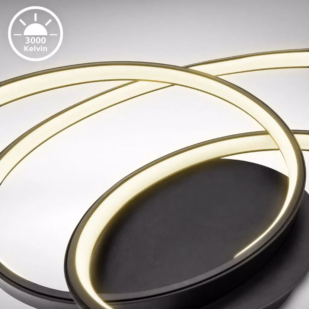 B.K.Licht Modern Black LED Ring Ceiling Light with Warm White Illumination – 3