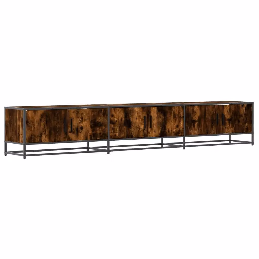 Berkfield Home Industrial TV Cabinet in Smoked Oak and Brown, W: 240 cm, D: 41 cm, H: 41 cm – 2