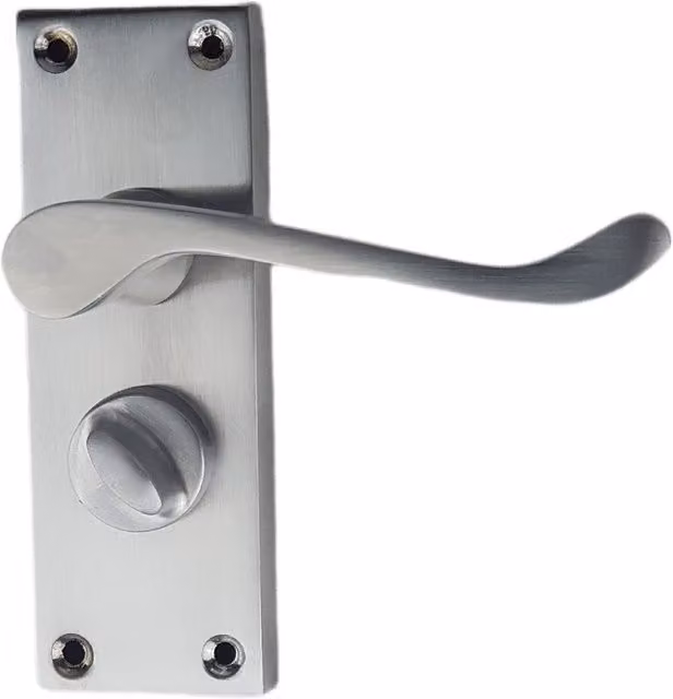 Golden Grace Brushed Chrome Lever Latch Privacy Door Handle in Silver