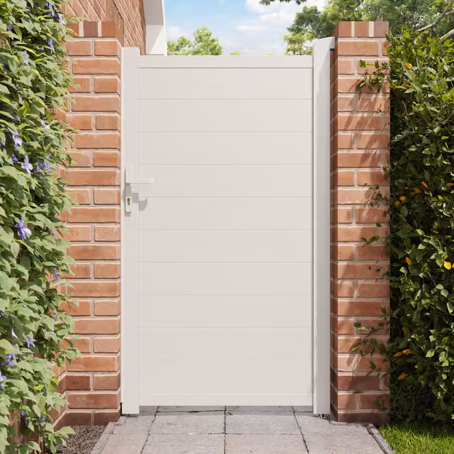 BillyOh Nova Single Pedestrian Full Privacy Aluminium Garden Swing Gate in White or Anthracite, Height: 173 cm