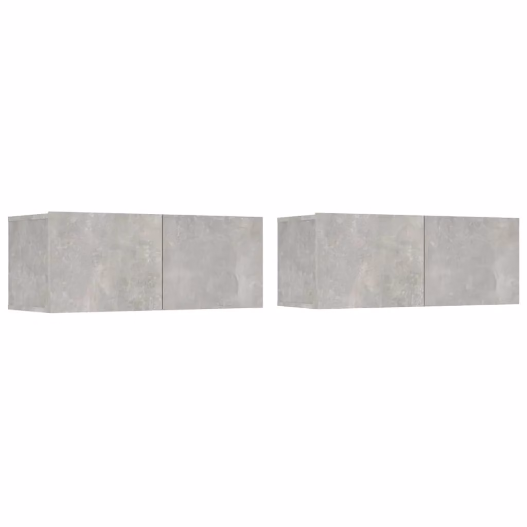 Berkfield Home Set of 2 Modern Concrete Grey TV Cabinets in Engineered Wood, W/D/H: 80 x 30 x 30 cm – 2