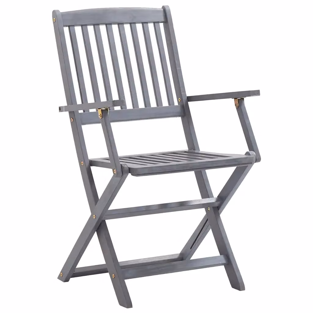 Berkfield Home Set of 6 Folding Outdoor Chairs in Grey Solid Acacia Wood – 2