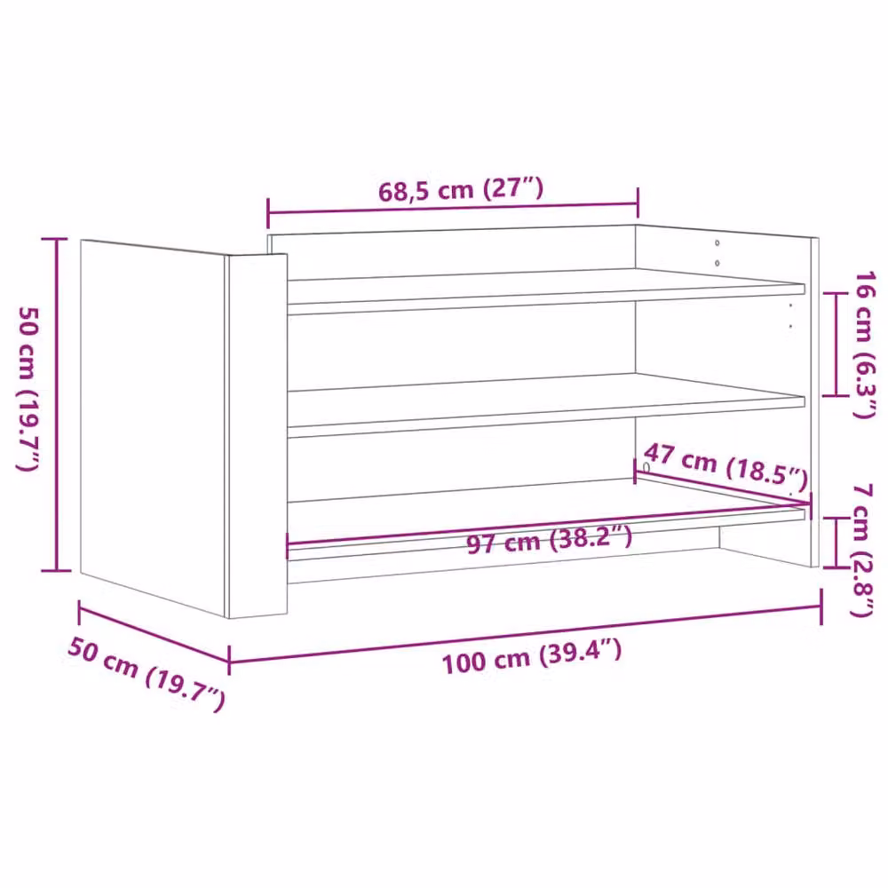 Berkfield Home Modern Brown Oak Coffee Table, W/D/H: 100 x 50 x 50 cm – 6