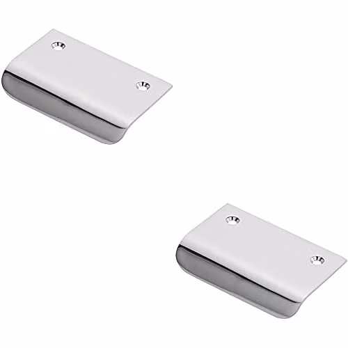 Loops 2 Pack Semi-Concealed Flush Pull Cabinet Finger Handles in Polished Chrome with 52mm Fixing Centres