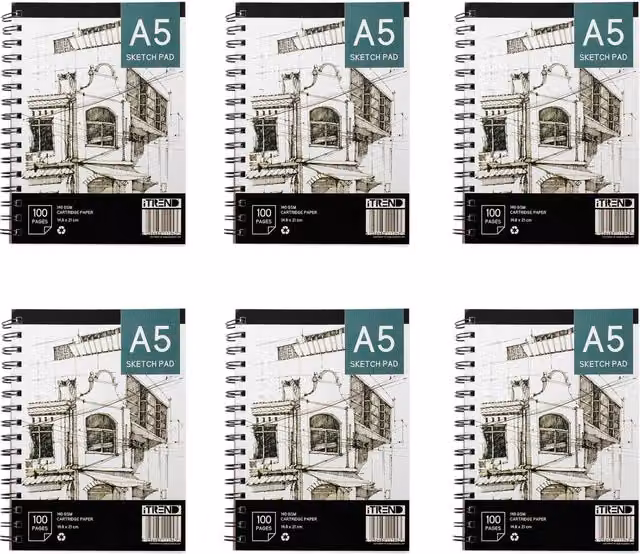 iTrend A5 Artist Sketch Pad with 100 Blank White Pages, 135gsm