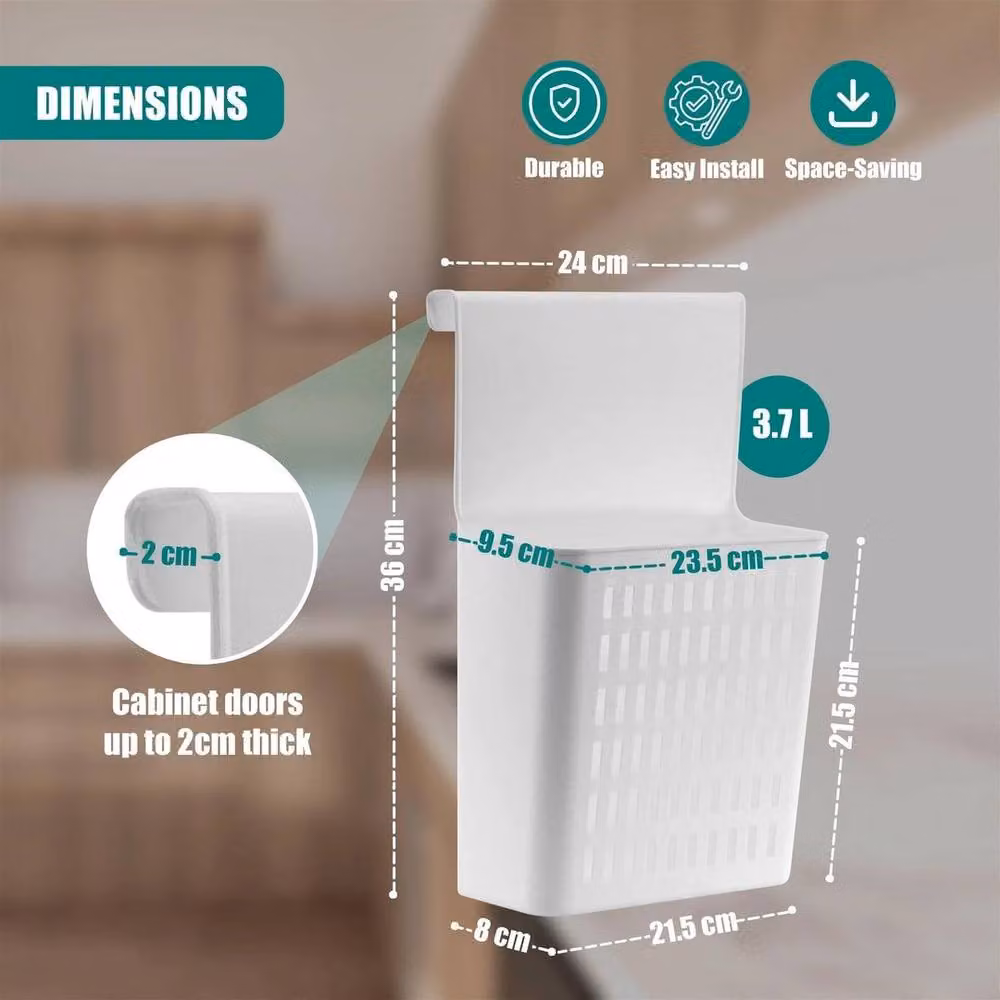 KORVIXA Over the Door Hanging Storage Basket Organizer in White – 2