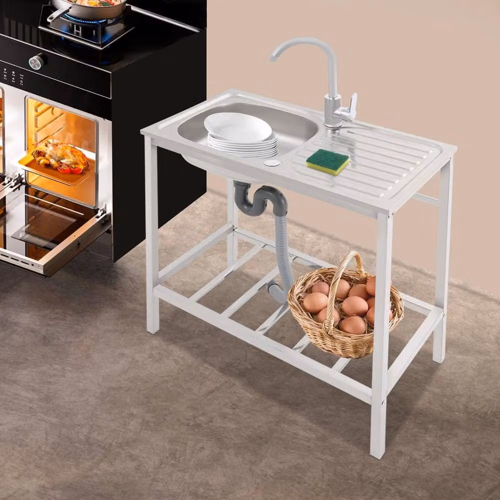 Kelvenix Stainless Steel Utility Laundry and Kitchen Sink in Silver, W: 52 cm, H: 75 cm, D: 40 cm – 2