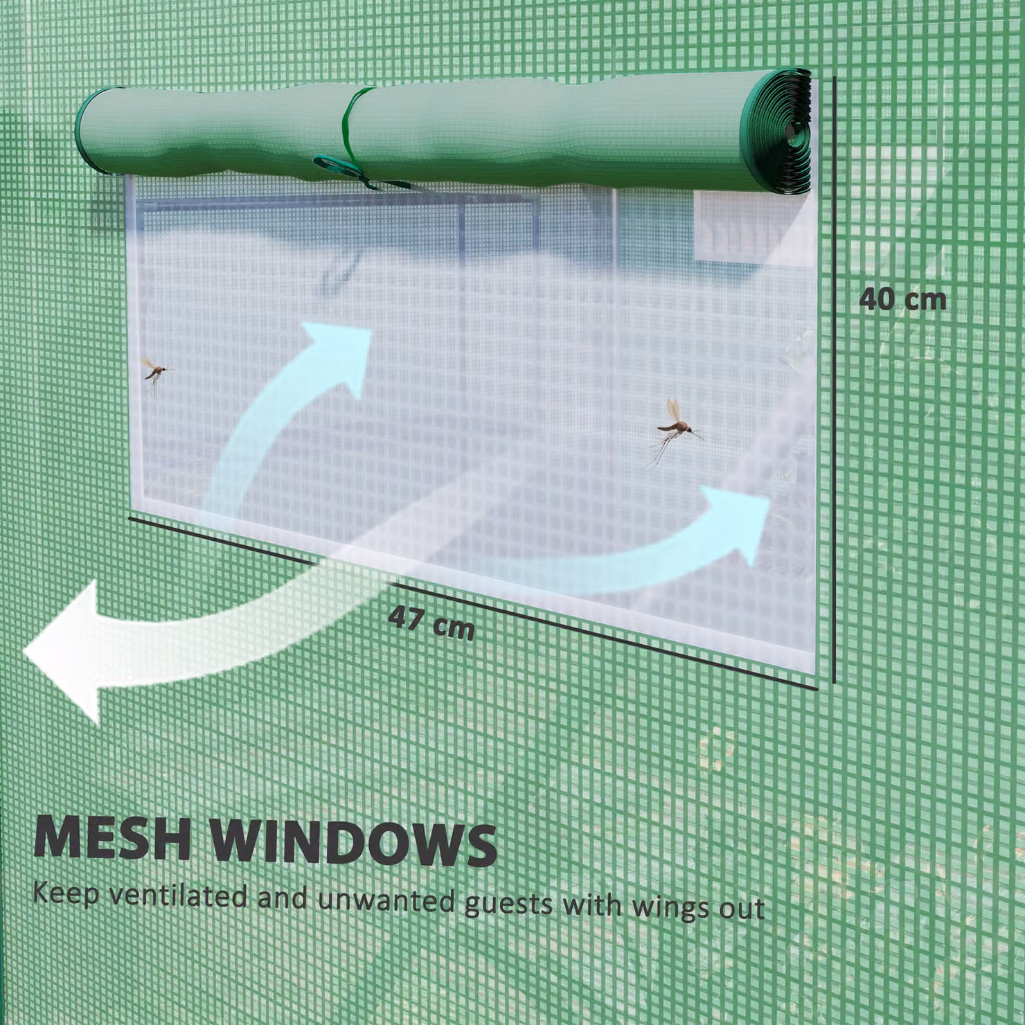 Outsunny Green Walk-in Greenhouse Polytunnel with Heavy Duty Galvanised Steel Frame – 3