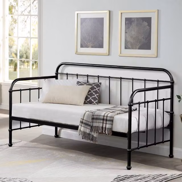 SlumberWorx Ickleford Industrial Metal Day Bed Frame in Black