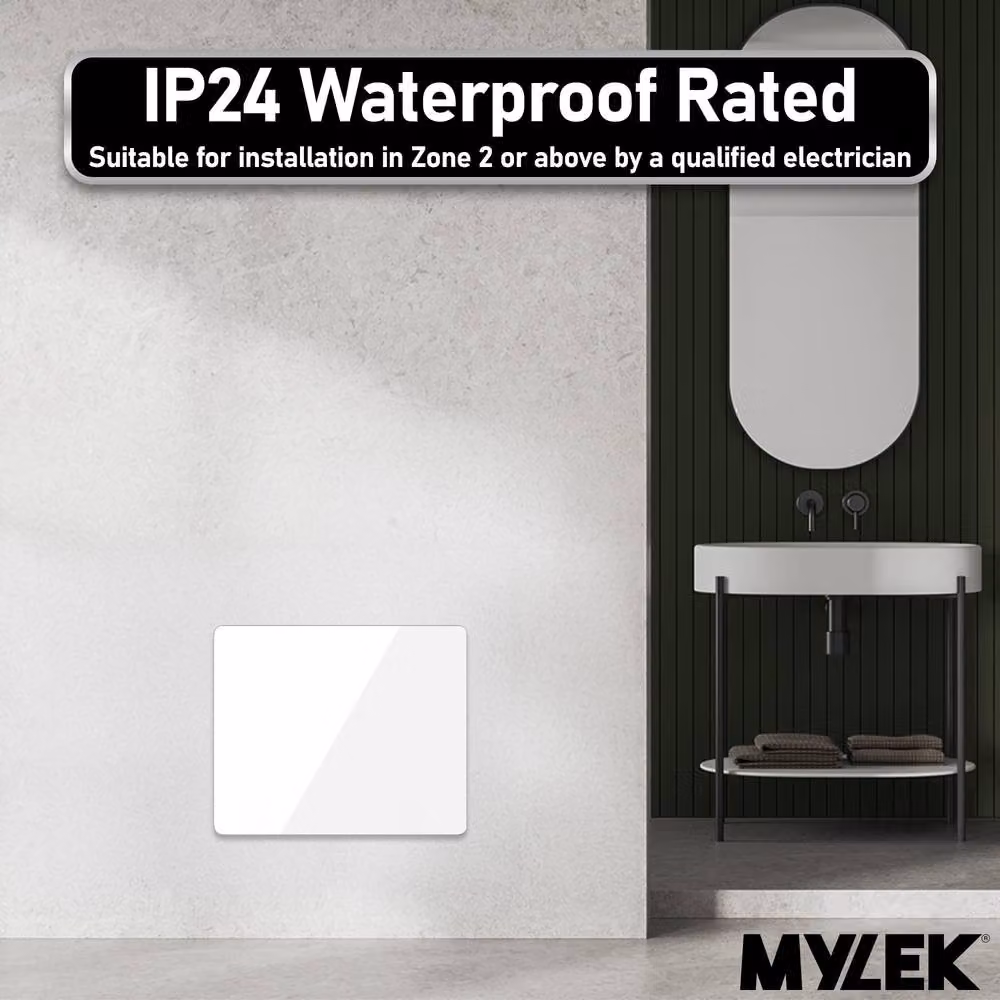 MYLEK White Slimline Glass Panel Radiator with Wifi and App Control – 4