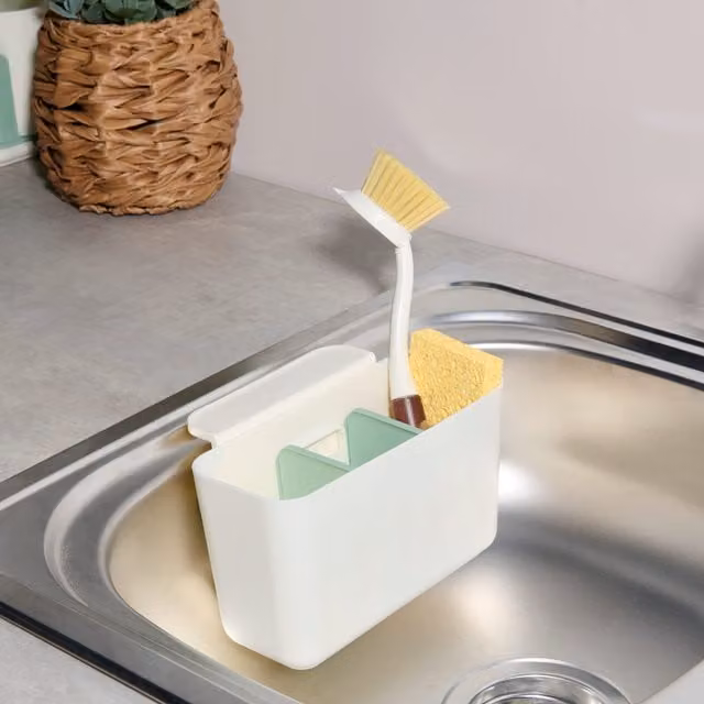 Kitchen Master In Sink Caddy, Rectangular, Beige/White