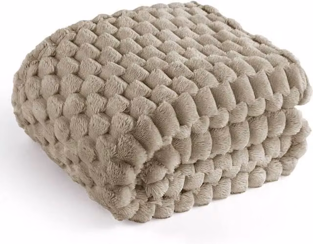 Velosso Chunky Popcorn Faux Fur Blanket in Beige, W: 150 cm, D: 200 cm – 1