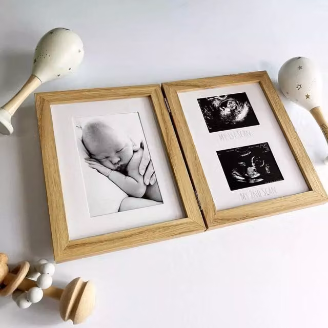 Marco Paul Newborn and Baby Scan Photo Frames in Natural Wood Beige and Brown – 1