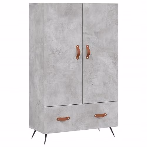 vidaXL Modern Highboard in Concrete Grey with Hinged Doors and Drawers, W/D/H: 69.5 x 31 x 115 cm