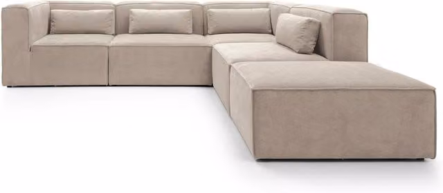 Abakus Direct Doris Cord Chenille Reversible L-Shape Modular Sofa in Beige and Yellow