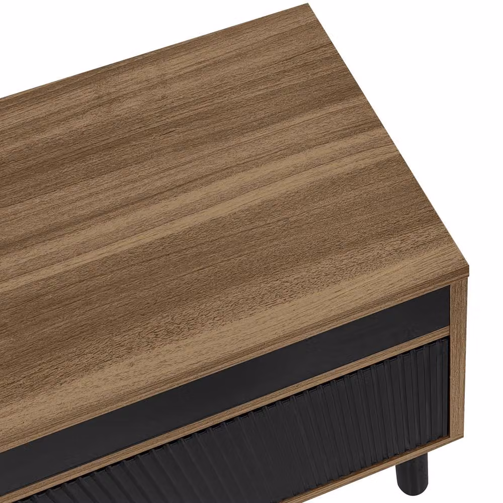 Merax Modern Black Low TV Stand with 4 Fluted Doors and Solid Wood Legs, Width: 170 cm – 5
