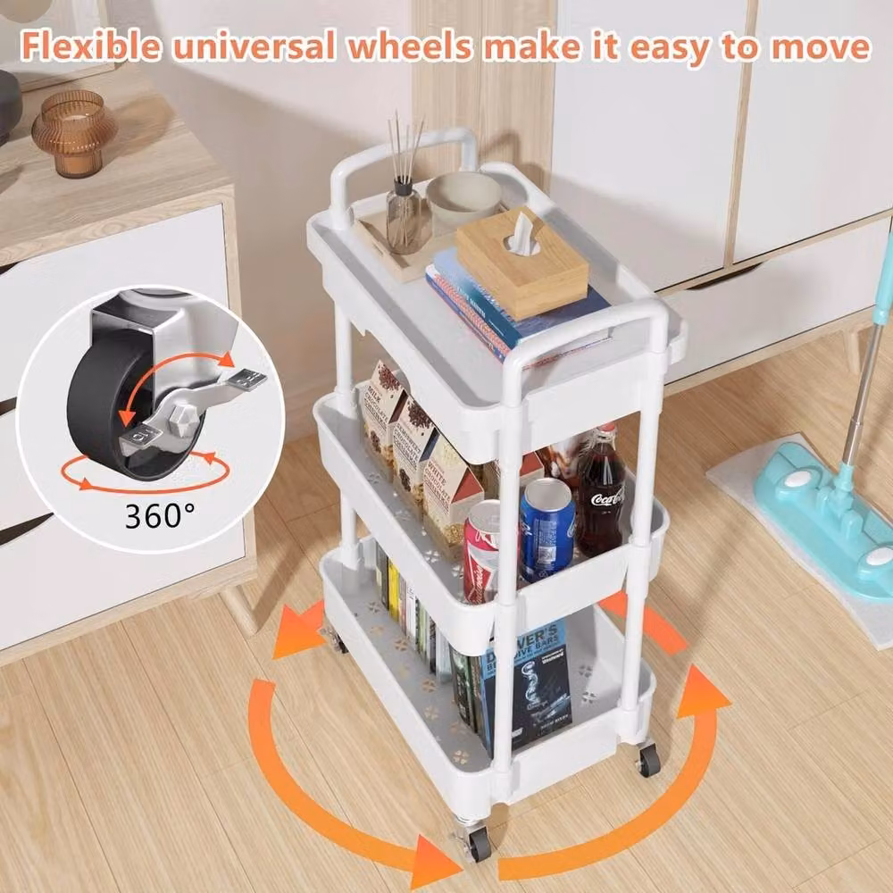 FORGEVIO 3-Tier White Beauty Trolley on Wheels with Matt Plastic Finish – 2
