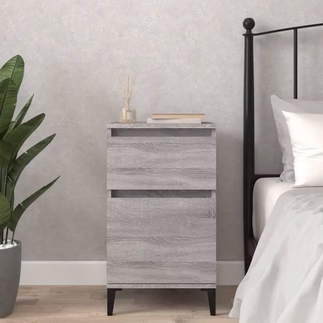Berkfield Home Grey Sonoma Bedside Cabinet W/D/H: 40 x 35 x 70 cm