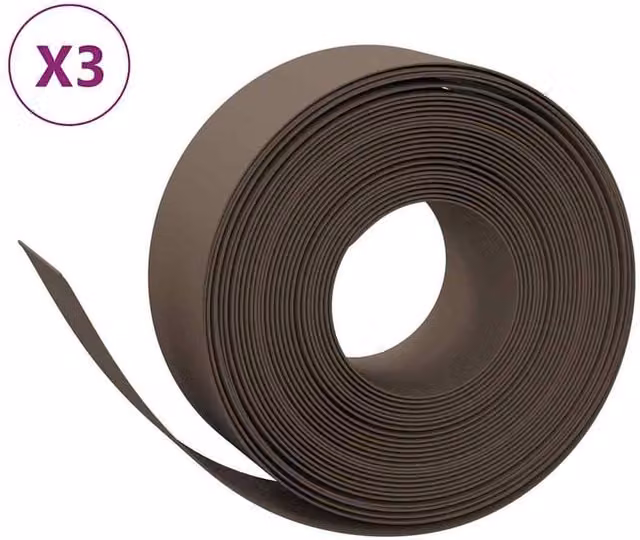 Berkfield Home Garden Edgings, 3 Pieces, Brown, 10 m, 20 cm, Polyethylene