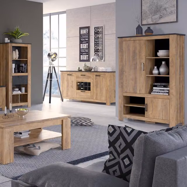 Furniture To Go Rapallo 2-Door 2-Drawer Rustic Wood Sideboard in Grey and Brown
