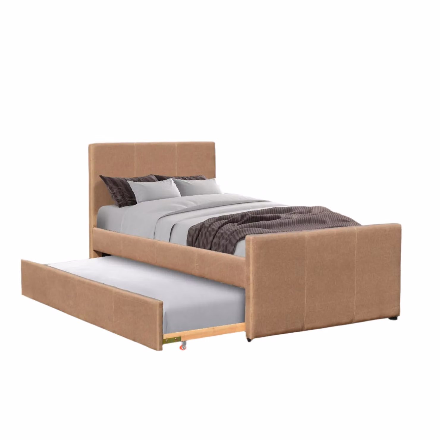 Comfy Living Ltd 3ft Single Upholstered Fabric Bed Frame with Trundle, W/D/H: 90 x 200 cm, Brown – 2