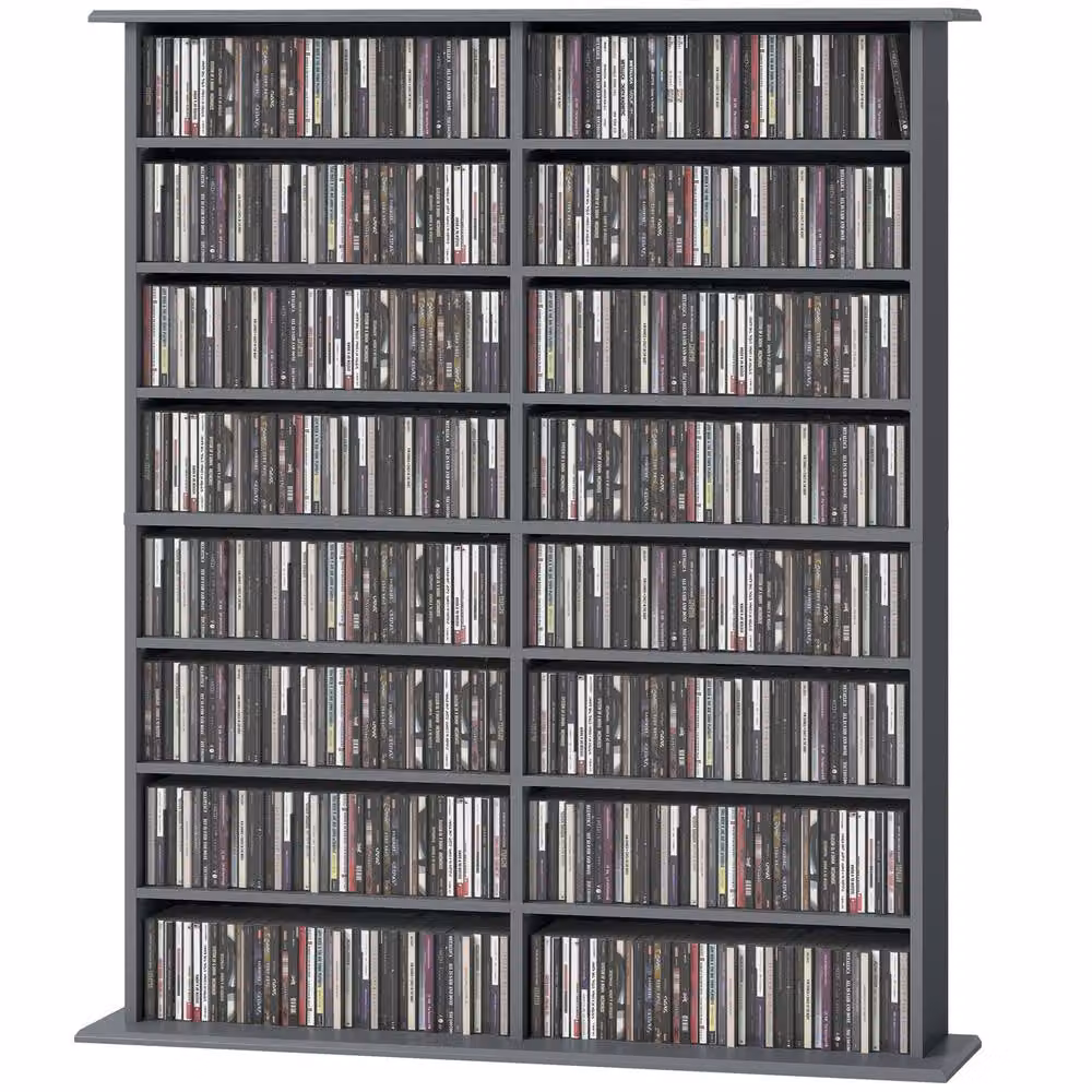 STILVORA Grey CD Storage Tower with 12 Adjustable Shelves – 3