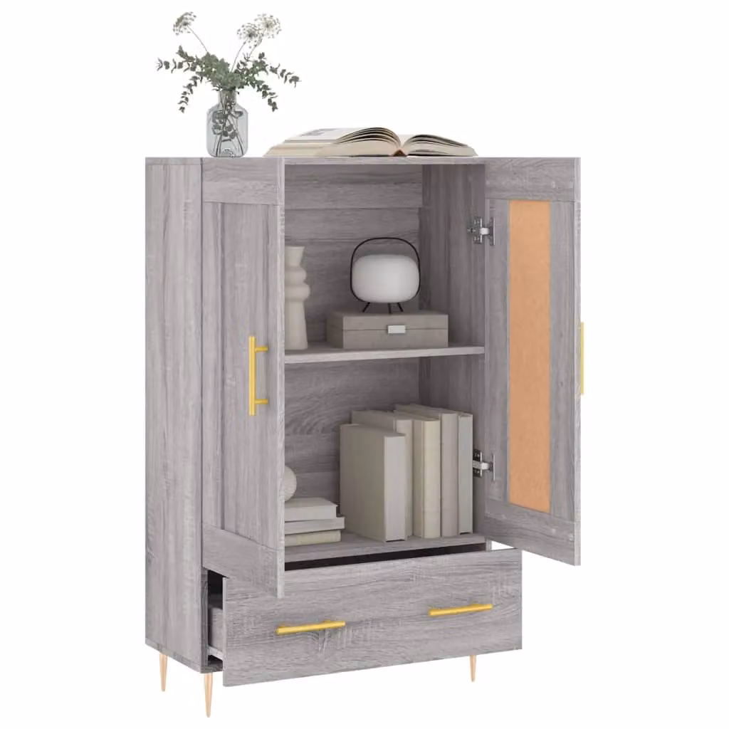 Berkfield Home Grey Sonoma Highboard in MDF, W: 69.5 cm, D: 31 cm, H: 115 cm – 2
