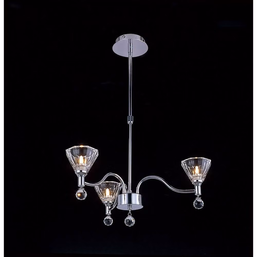 Netlighting Neptune Round 3 Light Pendant with Grey Glass and Polished Chrome Finish – 2