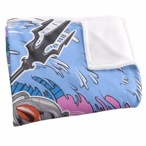 LOGOVISION Aquaman and the Lost Kingdom Black Manta Waves Super Soft Fleece Throw Blanket, Blue, Black and Multicolour, W: 91 cm, D: 147 cm – 3