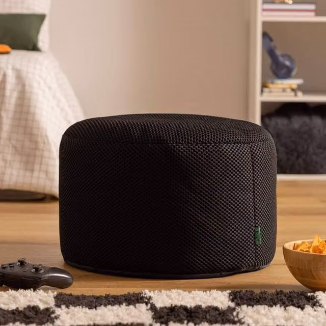 icon Black Cylindrical Mesh Gaming Bean Bag Footstool