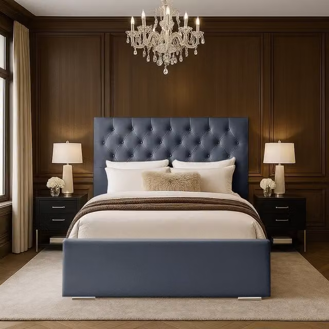 Desire Deco Lea Upholstered Velvet Bed Frame in Grey