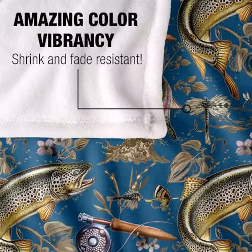 JQ Licensing Trout Tiki Fishing Pattern 2 Super Soft Silky Touch Fleece Blanket, Multicolour, 91 x 147 cm – 4