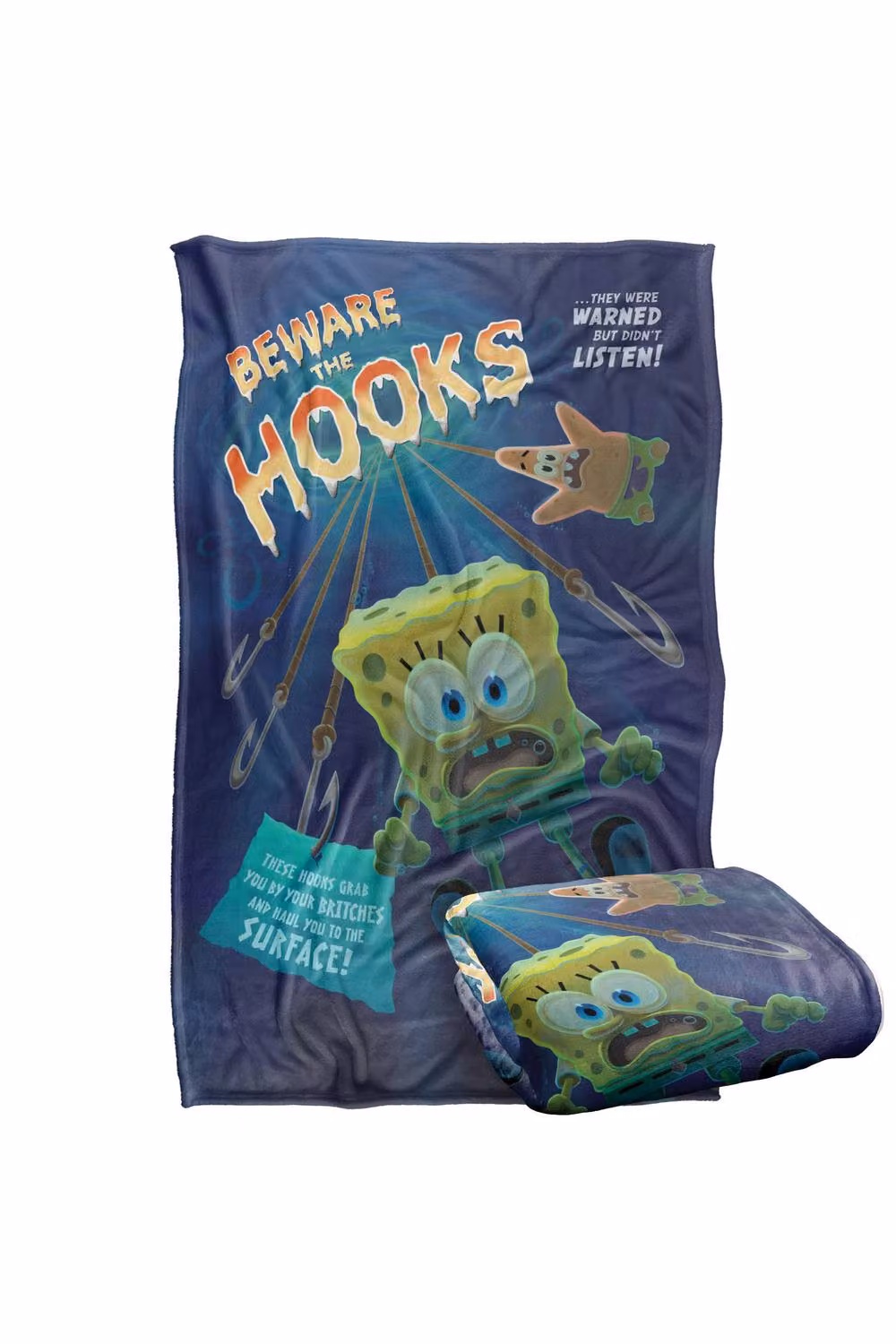 LOGOVISION Nickelodeon Spongebob Beware The Hooks Super Soft Silky Fleece Throw Blanket, Multicolour, W: 91.44 cm x L: 147.32 cm – 6