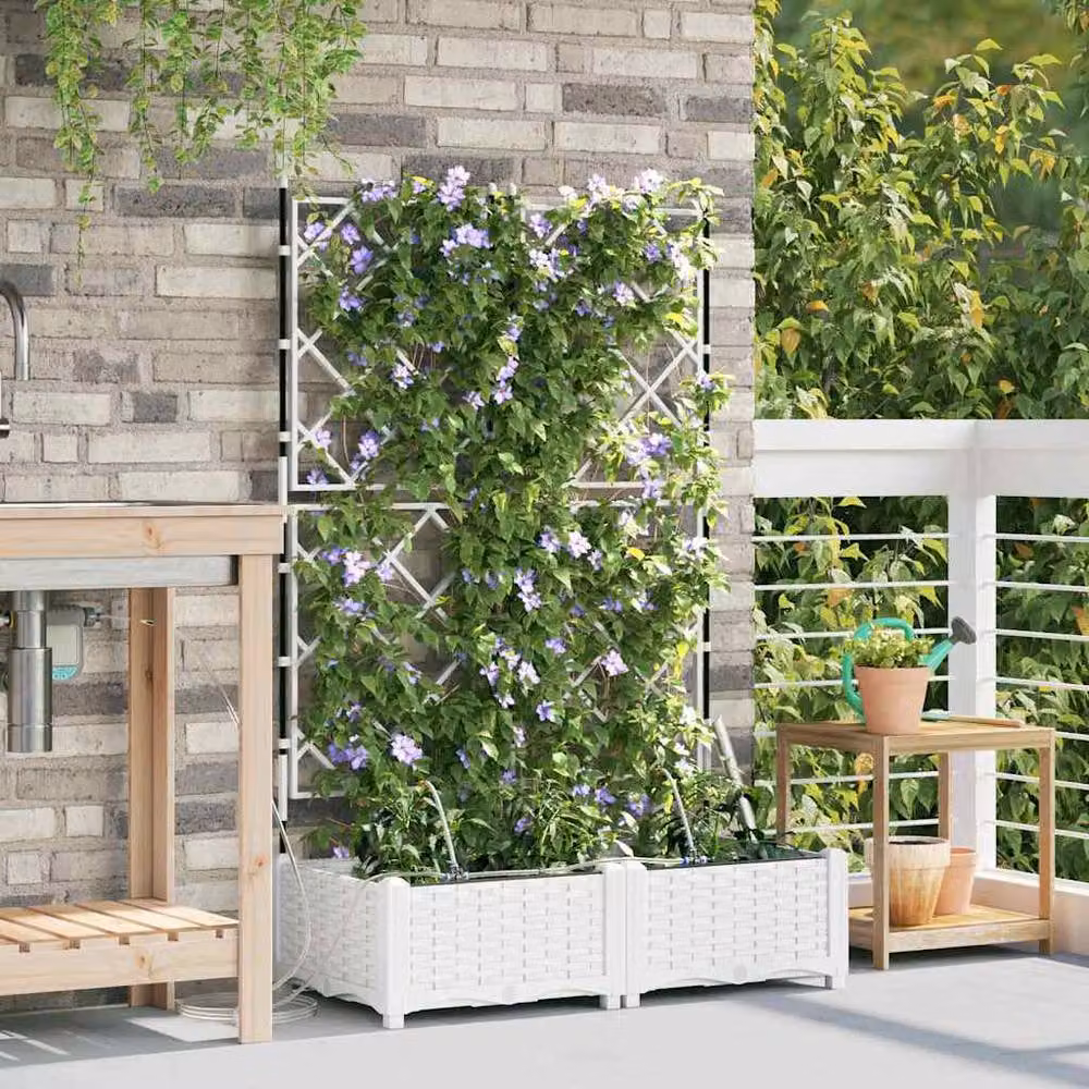 Berkfield Home Garden Planters with Water Irrigation System, 2 Pack, White – 2