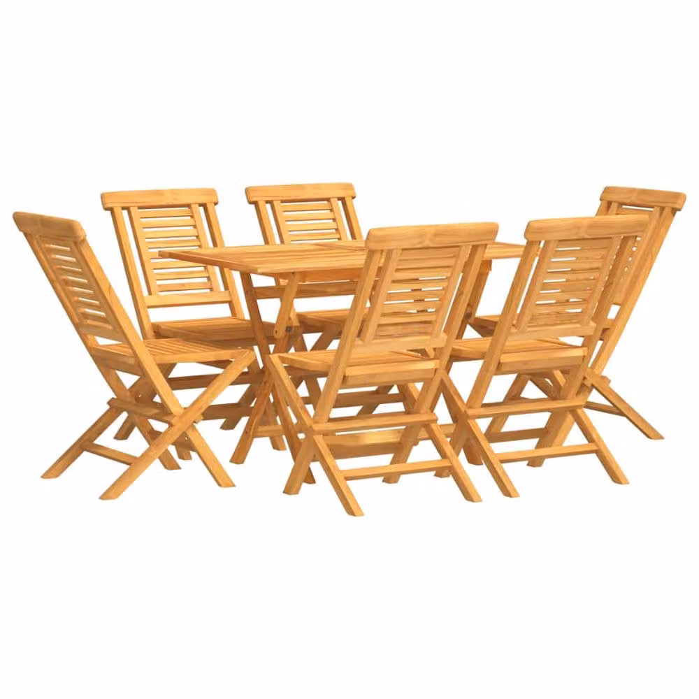 Berkfield Home 7 Piece Classic Garden Dining Set in Brown Solid Teak Wood – 2